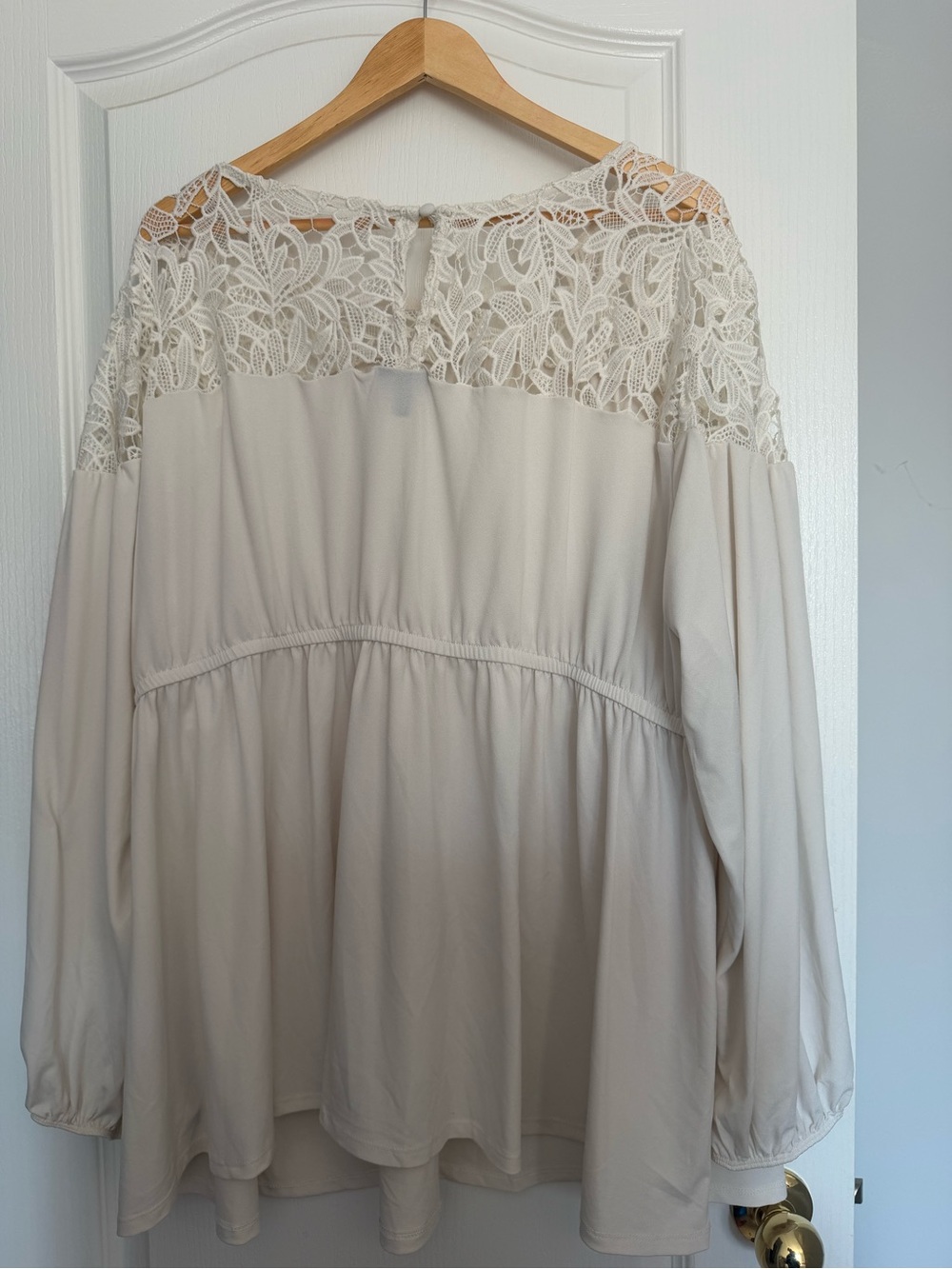 torrid Cream Lace Yoke Long-Sleeve Peasant Blouse